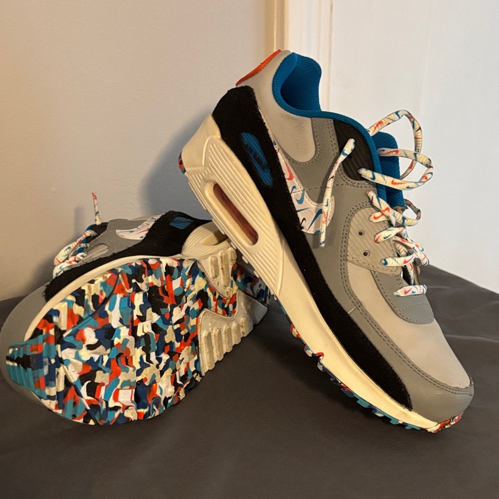 Nike Gray and Blue Kids Sneakers